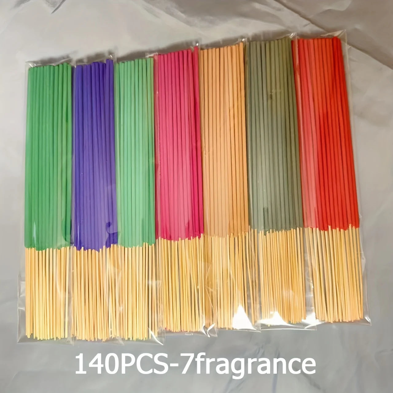 7 Sets of 140 Incense Sticks, Available in Four Seasonal Sets: Rose, Lavender, Sandalwood, Jasmine, Mint, Cherry Blossom, Herbal, and Dragon Blood Wood, with 20 Sticks Per Pack, Suitable for Home Use, Office, Yoga, Meditation