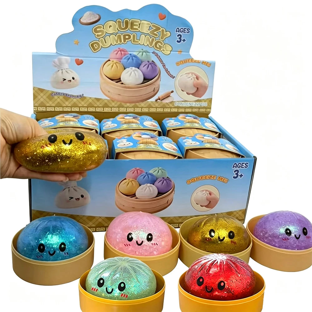 Dumpling Pressure Dumpling Squishies Cute Colorful Bun Toy Slow Rising Stress Relief Fidget Toy for Kids Adults Anti-Anxiety Gif