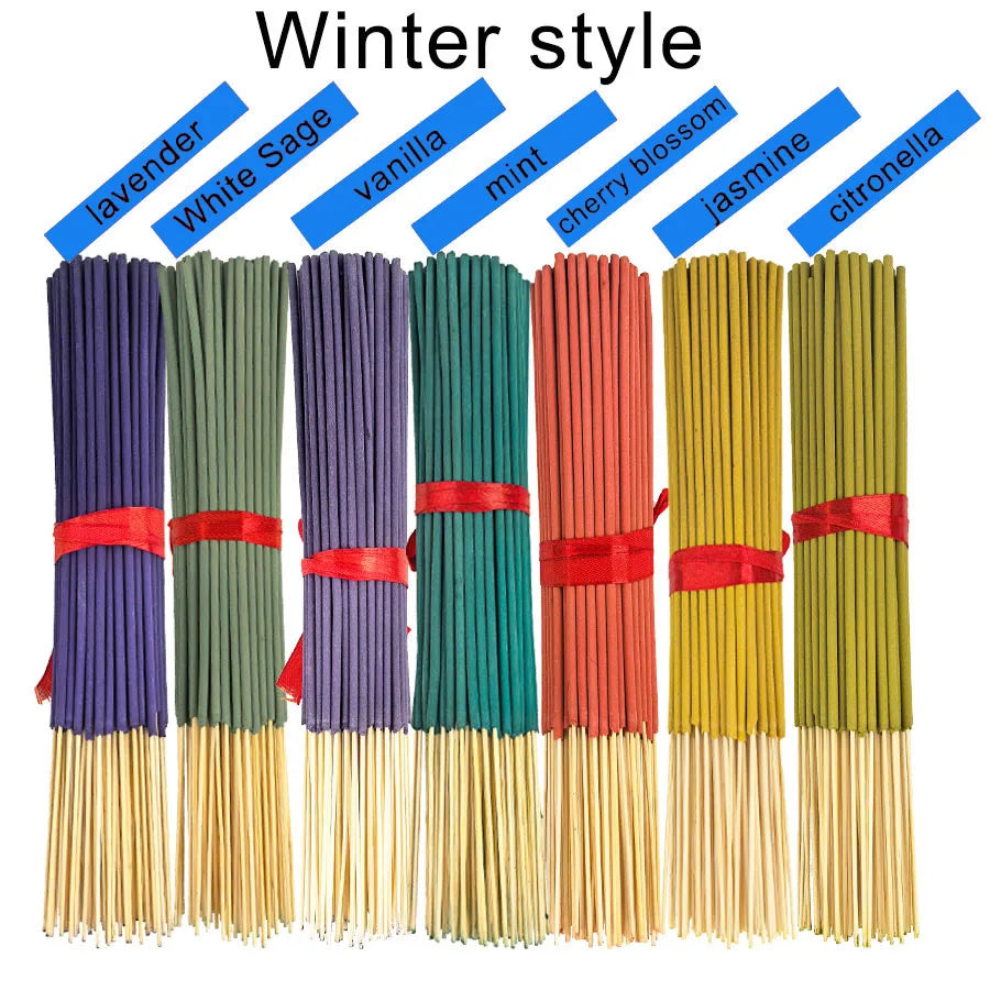 7 Sets of 140 Incense Sticks, Available in Four Seasonal Sets: Rose, Lavender, Sandalwood, Jasmine, Mint, Cherry Blossom, Herbal, and Dragon Blood Wood, with 20 Sticks Per Pack, Suitable for Home Use, Office, Yoga, Meditation