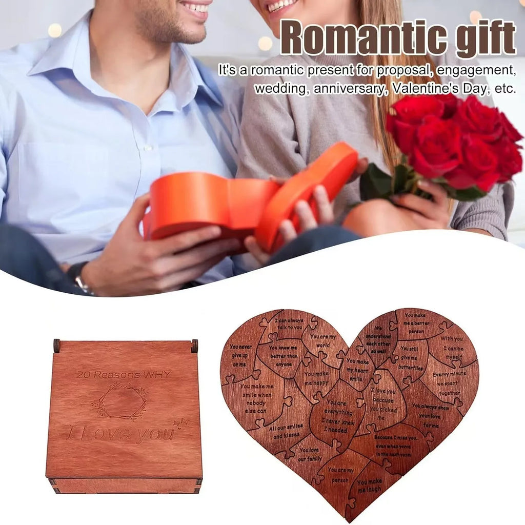 20 Reasons Why I Love You Puzzle Engraved Love Gift Home Decor Sentimental Gifts Personalized Mother's Day Valentine Day Gift