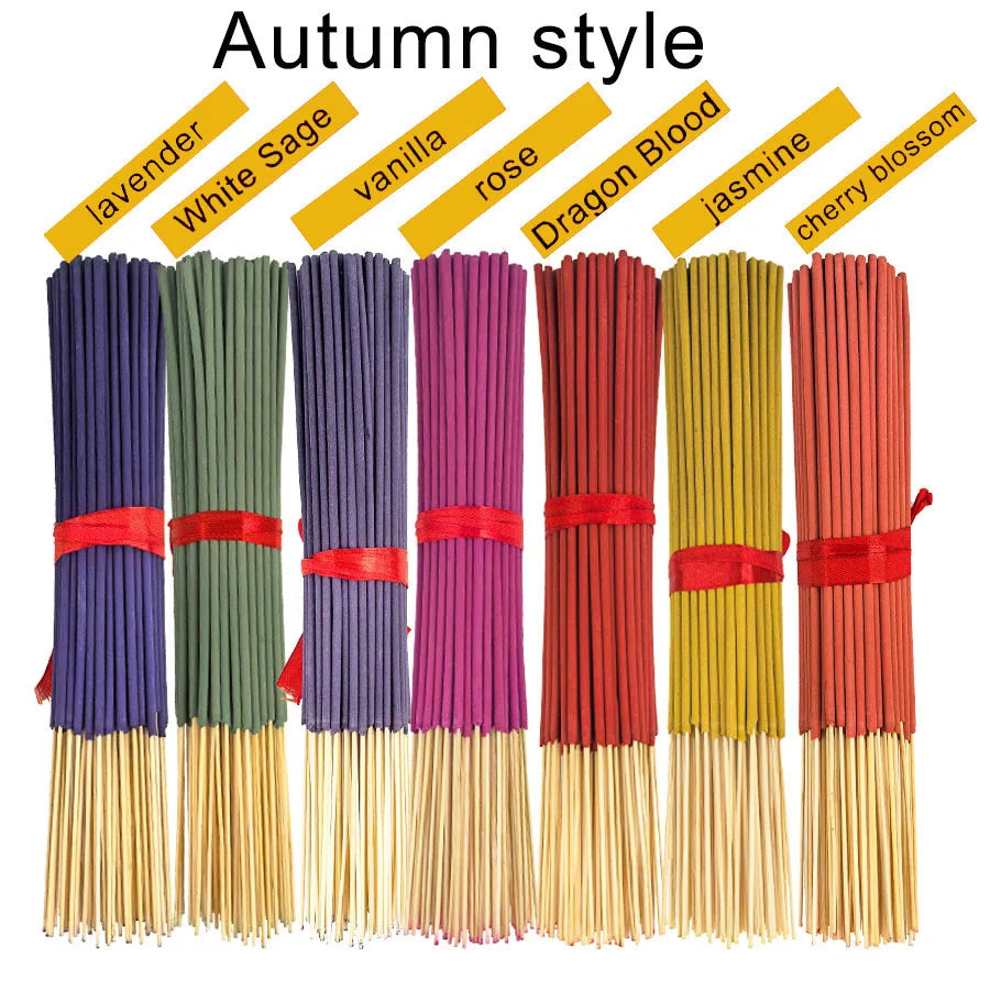 7 Sets of 140 Incense Sticks, Available in Four Seasonal Sets: Rose, Lavender, Sandalwood, Jasmine, Mint, Cherry Blossom, Herbal, and Dragon Blood Wood, with 20 Sticks Per Pack, Suitable for Home Use, Office, Yoga, Meditation