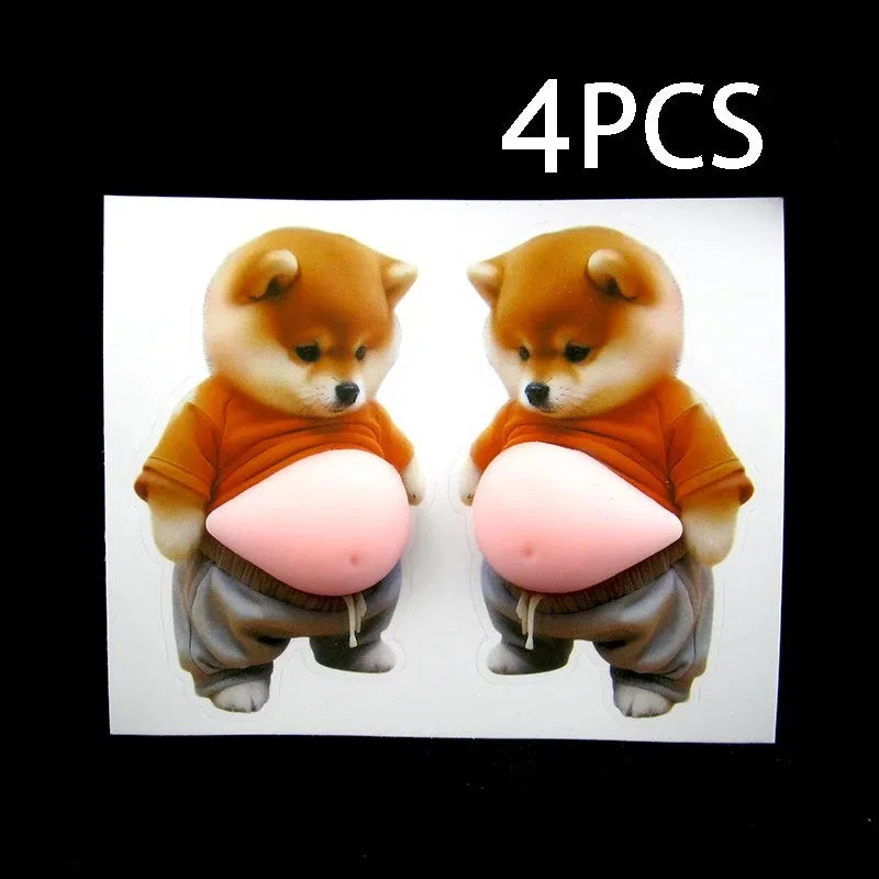 2pcs 3D Shiba Inu Stickers – Cute Orange Apparel Shiba Inu Stickers, 3D Cute Chubby Shiba Inu (Design), Silicone Self-Adhesive