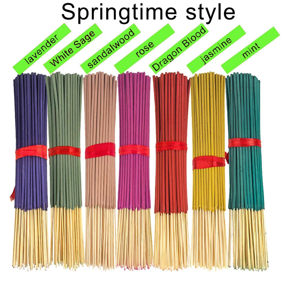7 Sets of 140 Incense Sticks, Available in Four Seasonal Sets: Rose, Lavender, Sandalwood, Jasmine, Mint, Cherry Blossom, Herbal, and Dragon Blood Wood, with 20 Sticks Per Pack, Suitable for Home Use, Office, Yoga, Meditation