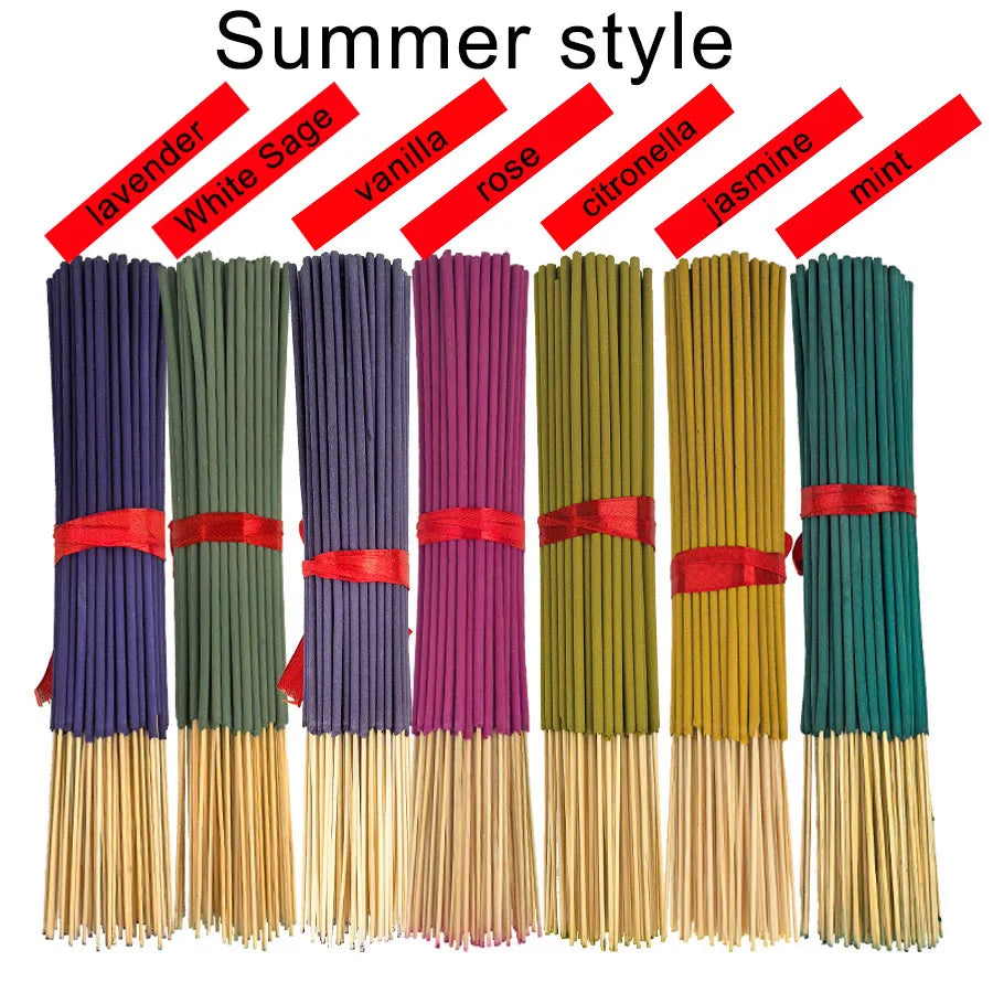 7 Sets of 140 Incense Sticks, Available in Four Seasonal Sets: Rose, Lavender, Sandalwood, Jasmine, Mint, Cherry Blossom, Herbal, and Dragon Blood Wood, with 20 Sticks Per Pack, Suitable for Home Use, Office, Yoga, Meditation