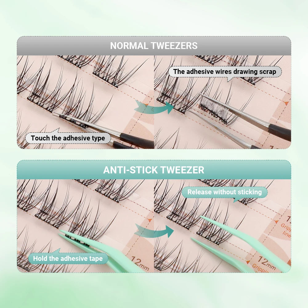 Anti-Stick Applicator No Glue Eyelashes Non Stick Coated Stainless Steel Tweezer Glue-free Eyelashes Beginner-Friendly tools
