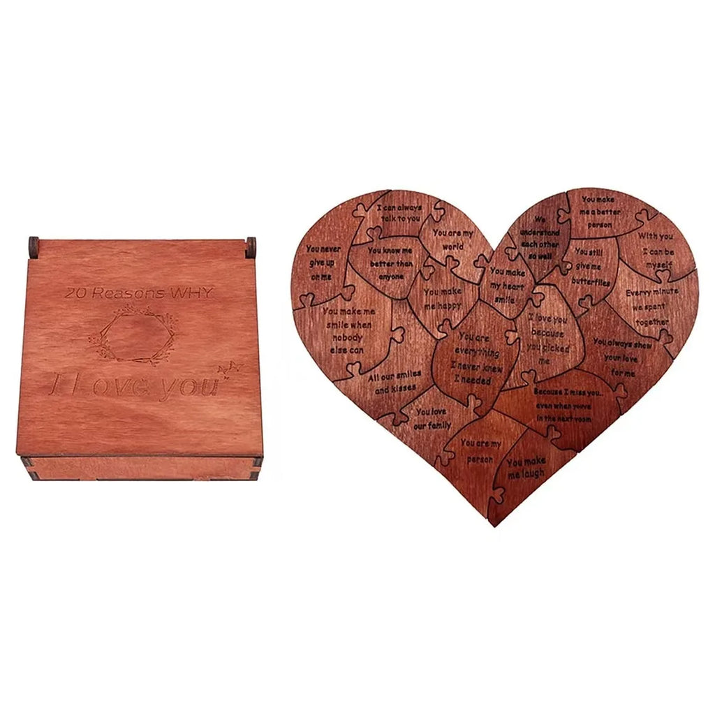 20 Reasons Why I Love You Puzzle Engraved Love Gift Home Decor Sentimental Gifts Personalized Mother's Day Valentine Day Gift