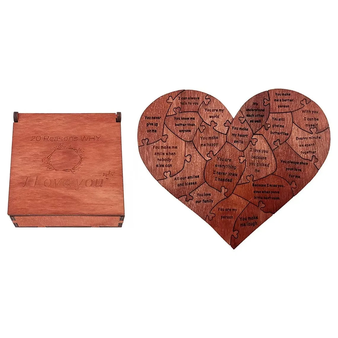 20 Reasons Why I Love You Puzzle Engraved Love Gift Home Decor Sentimental Gifts Personalized Mother's Day Valentine Day Gift