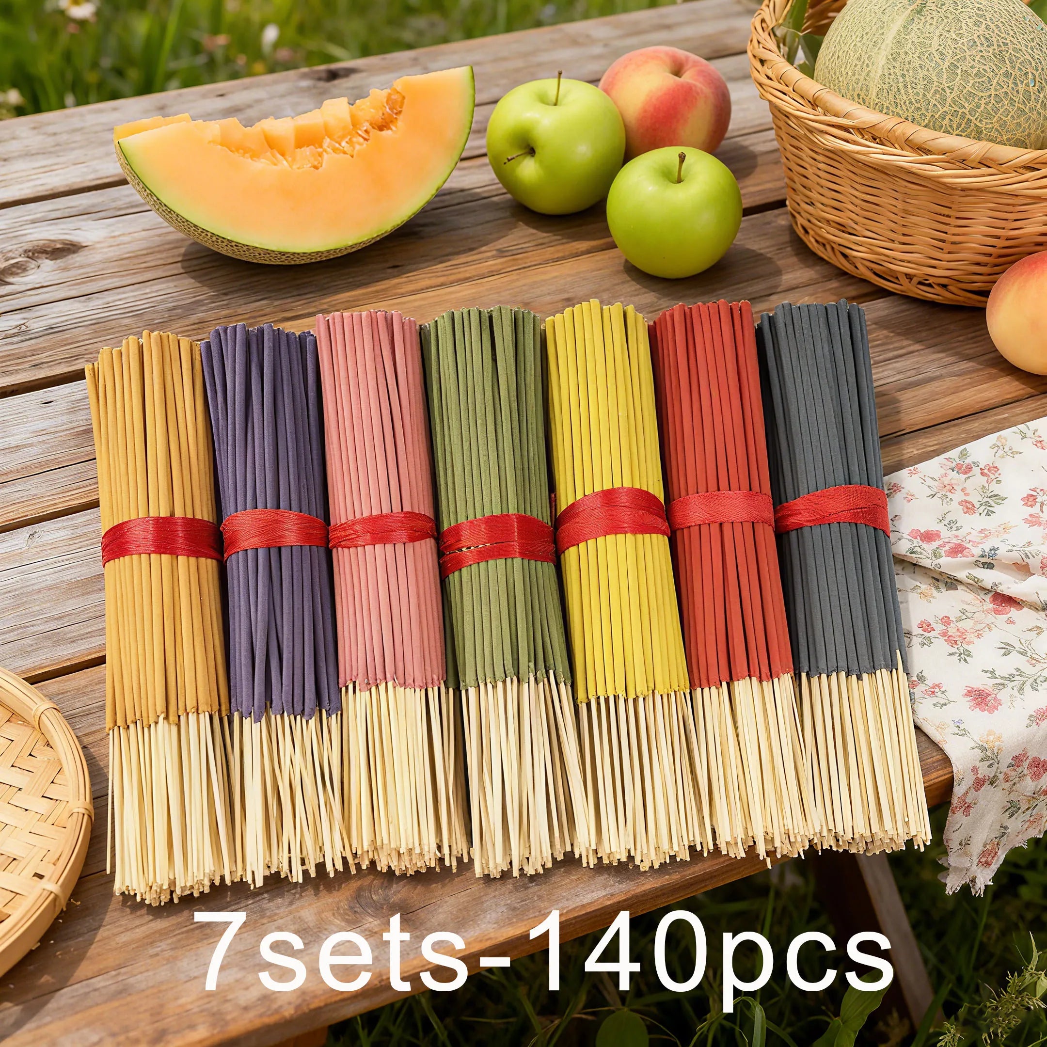 7 Sets of 140 Incense Sticks, Available in Four Seasonal Sets: Rose, Lavender, Sandalwood, Jasmine, Mint, Cherry Blossom, Herbal, and Dragon Blood Wood, with 20 Sticks Per Pack, Suitable for Home Use, Office, Yoga, Meditation