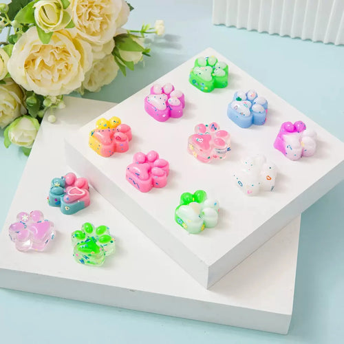 10pcs Mini Cute Cat Claw Plush Pinch Fun Colorful Halloween Christmas Party Pack Fillers for Pressure Reduction Cartoon Style