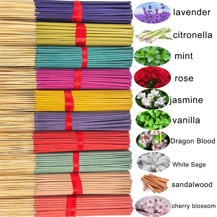 7 Sets of 140 Incense Sticks, Available in Four Seasonal Sets: Rose, Lavender, Sandalwood, Jasmine, Mint, Cherry Blossom, Herbal, and Dragon Blood Wood, with 20 Sticks Per Pack, Suitable for Home Use, Office, Yoga, Meditation