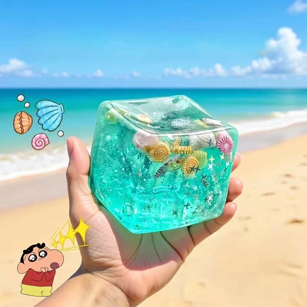 Squishy Stress Balls Cube Ocean Sensory Fidget Toy Slow Rise Squishy Toys for Kids and Adults Squeeze Relax Gift
