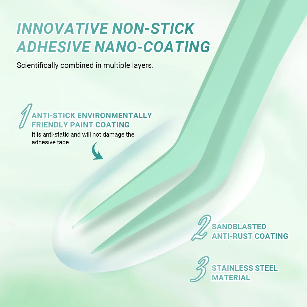 Anti-Stick Applicator No Glue Eyelashes Non Stick Coated Stainless Steel Tweezer Glue-free Eyelashes Beginner-Friendly tools