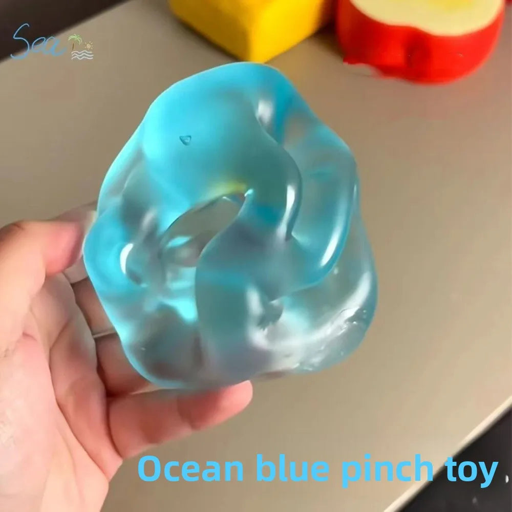 Blue Transparent Squishy Toys Slow Resilience Soft Material Anti Stress Sensory Fidgets Stress Relief Simulate Sensory