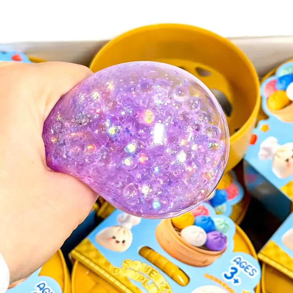 Dumpling Pressure Dumpling Squishies Cute Colorful Bun Toy Slow Rising Stress Relief Fidget Toy for Kids Adults Anti-Anxiety Gif