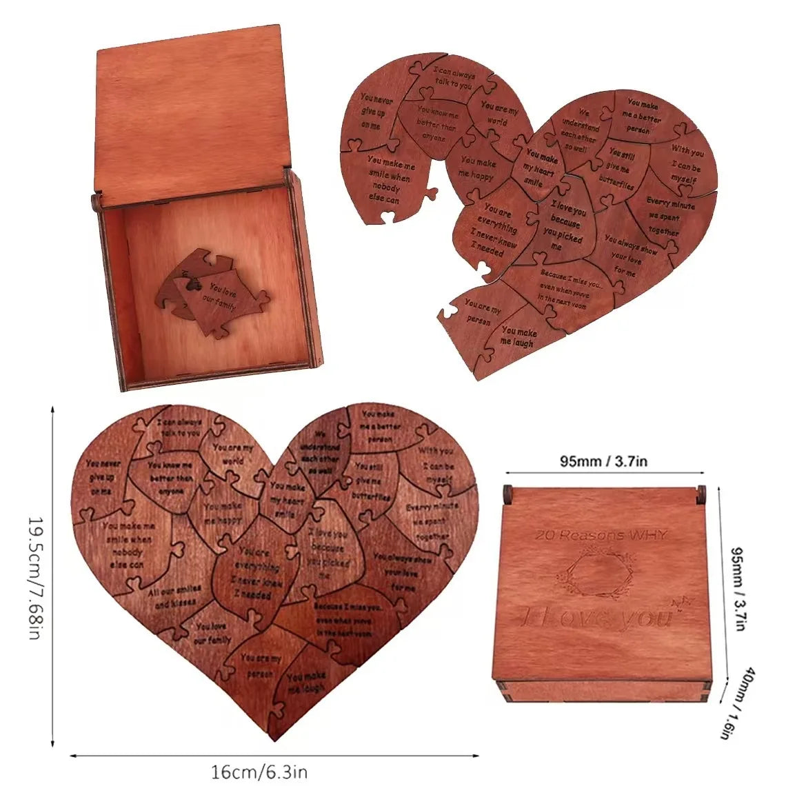 20 Reasons Why I Love You Puzzle Engraved Love Gift Home Decor Sentimental Gifts Personalized Mother's Day Valentine Day Gift