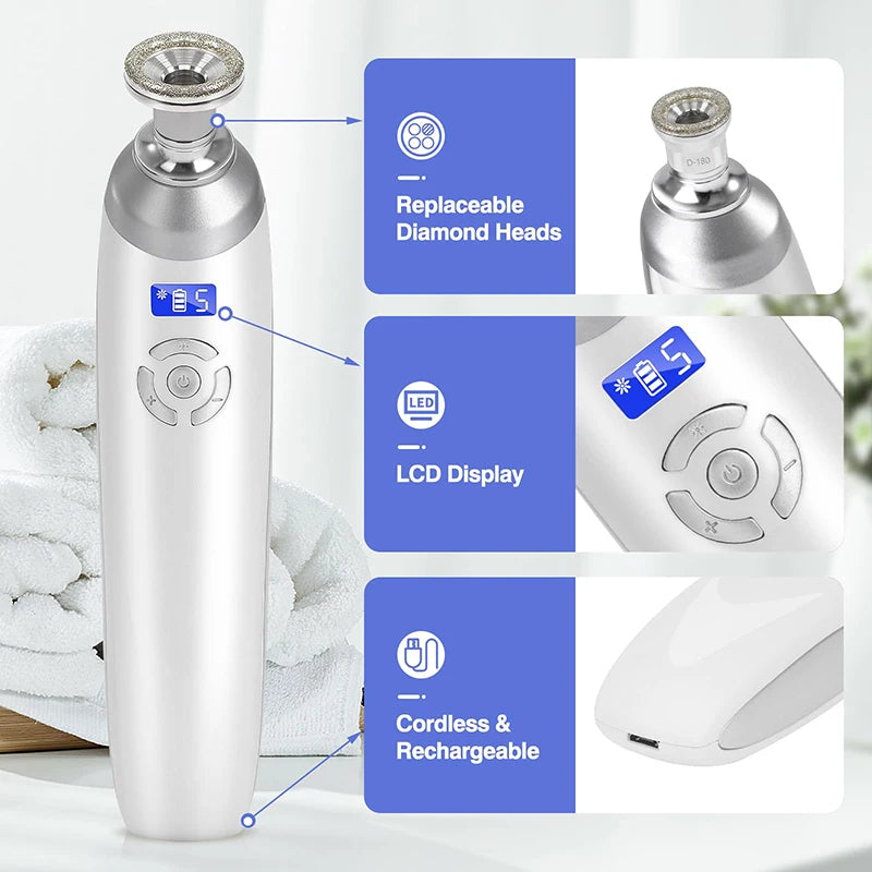 2025 Wireless Diamond Microdermabrasion Machine Blackhead Remover Vacuum Pore Cleaner Facial Skin Care Tool Face Beauty Device