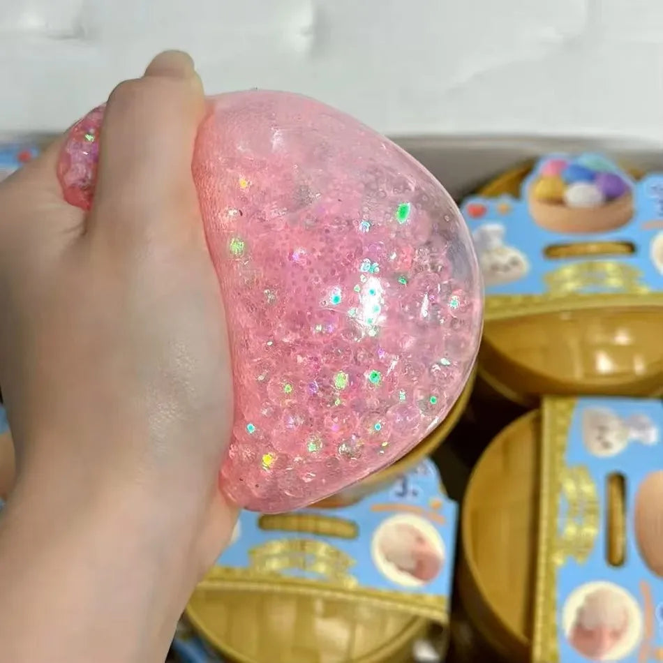 Dumpling Pressure Dumpling Squishies Cute Colorful Bun Toy Slow Rising Stress Relief Fidget Toy for Kids Adults Anti-Anxiety Gif